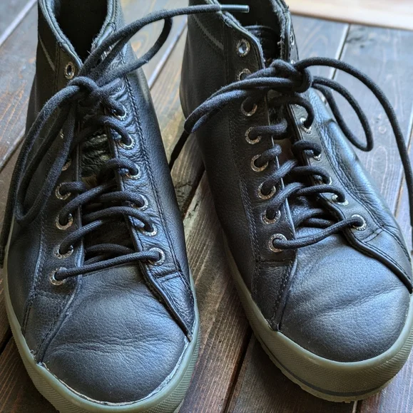 Hugo Boss Mens Black Leather High Tops Size 41 - Picture 5 of 15